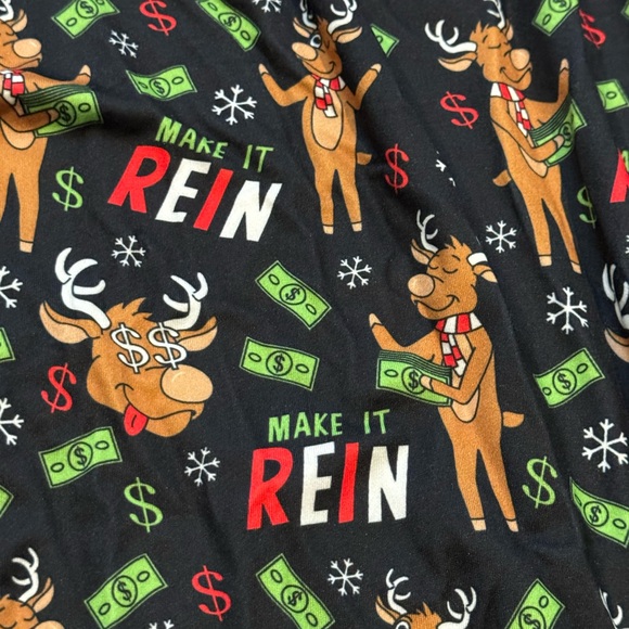 NWT Reindeer Money Rein Christmas Reindeer Pajama Lounge Pants Mens Size Large - Picture 3 of 7